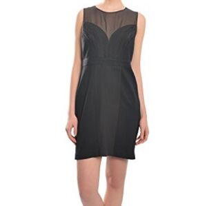 CYNTHIA STEFFE 6 Black Silk Sheath Midi Cocktail Dress EUC Witchy Goth Sheer Top